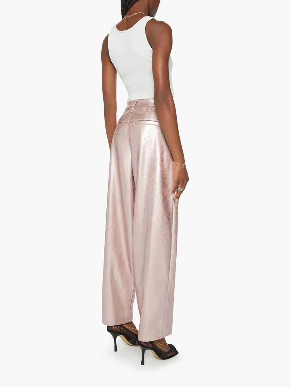 MOTHER PLEATED STARLET SNEAK PANTS IN PINKY SWEAR - Picture 6 of 11